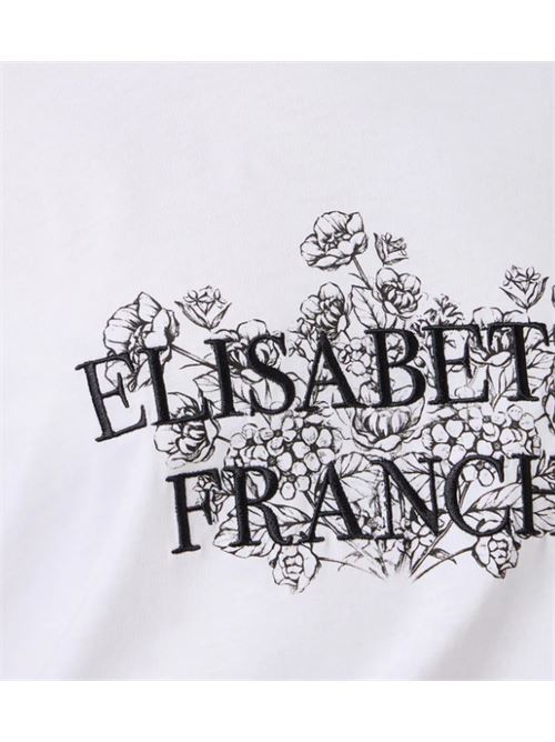 T-SHIRT WITH PRINT AND EMBROIDERY ELISABETTA FRANCHI | MA00351E2270 gesso